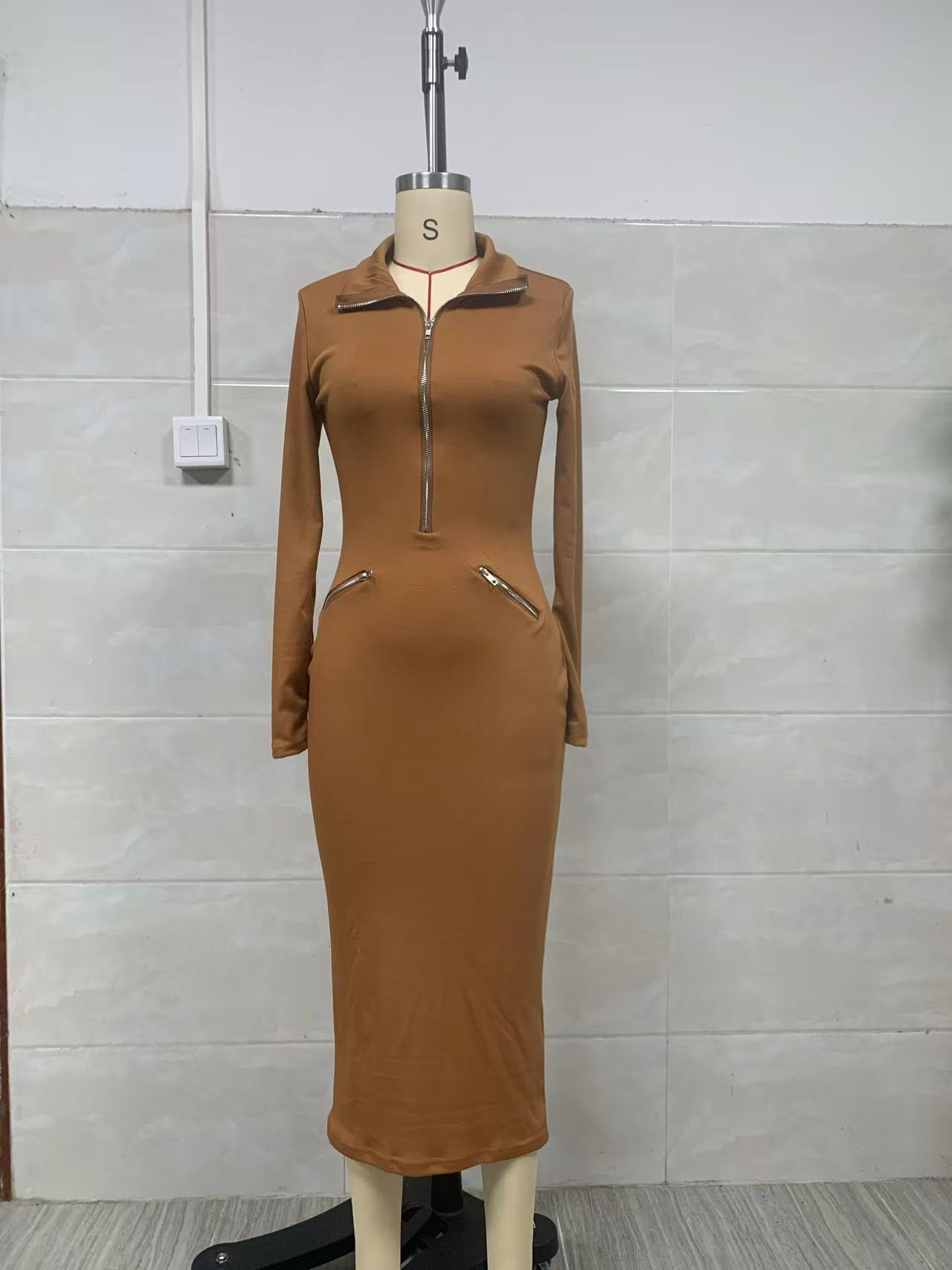 Women's Zip Front Slim Fit Dress – Studio Clean Shot