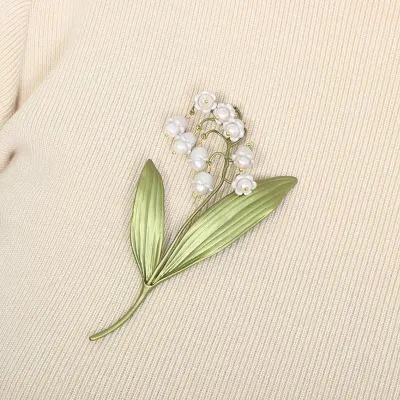 European And American Temperament Lily Brooch Female Valley Lily Green