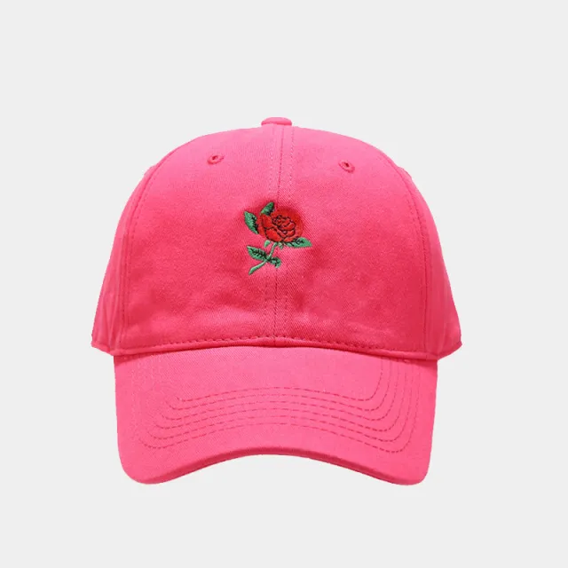 Women's Fashion Rose Embroidery Soft Top Baseball Cap Red - Shop at LoveMi