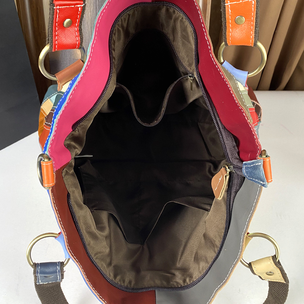 Womens Large-Capacity Crossbody Bag Made From Genuine Leather With A Nautical-Style Design