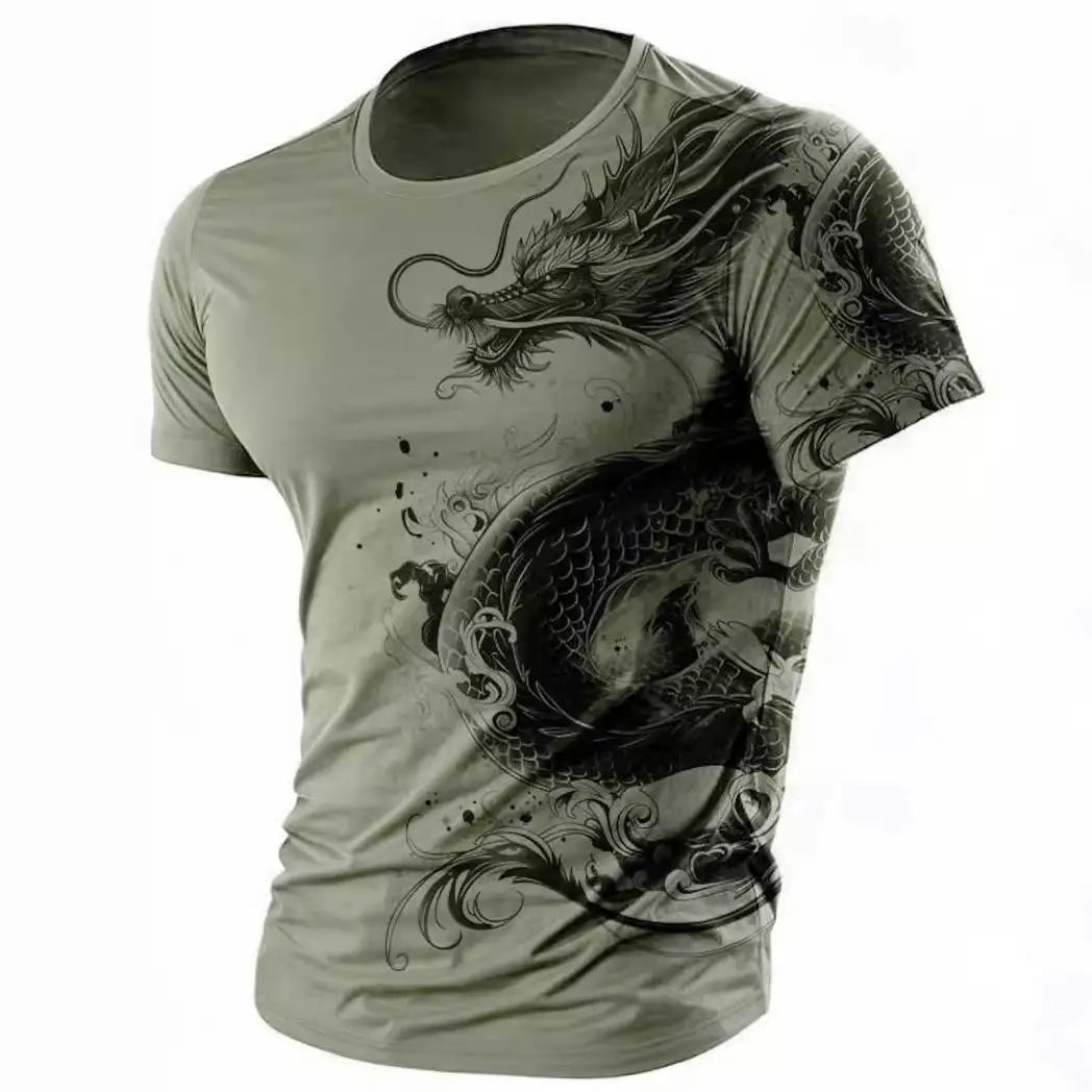 Men's Animal Dragon Pattern Retro Casual 3D Printed T-shirt