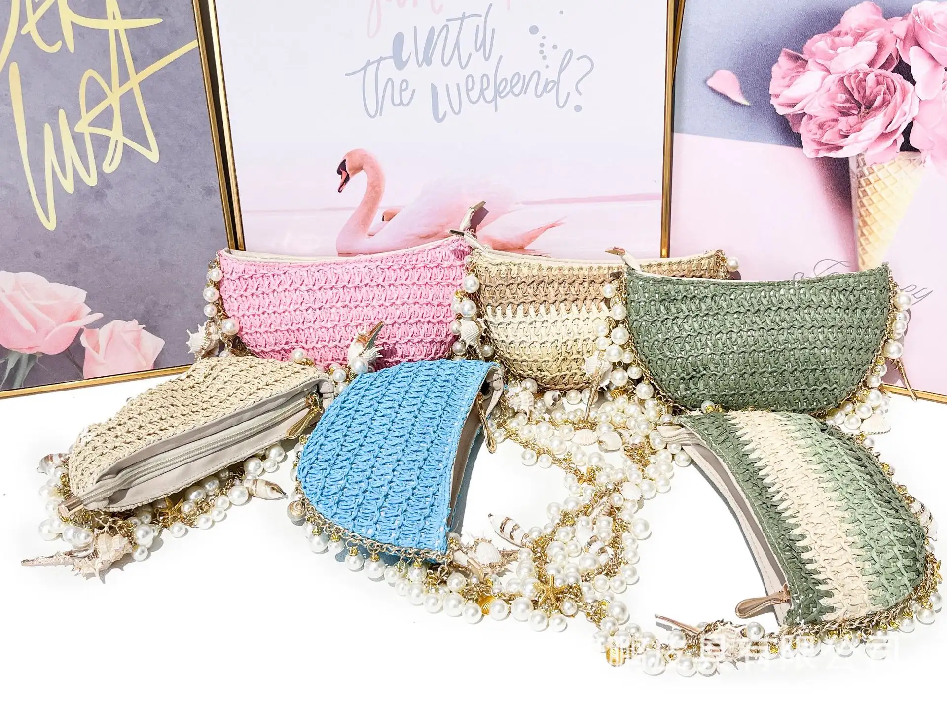 Summer Seaside Holiday Pearl Conch Straw Bag
