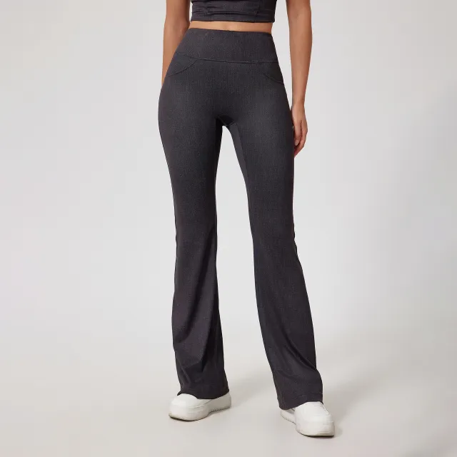 Ins European And American Sports Denim Trousers Sexy High Waist Seamless Nude Feel Denim Gray - Shop at LoveMi