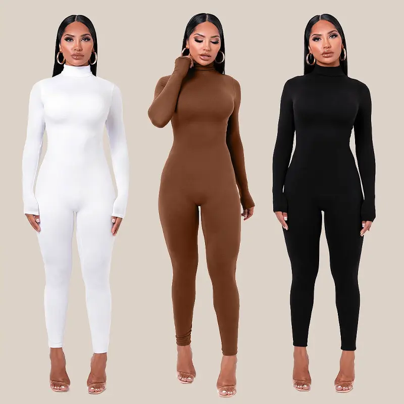 Autumn and Winter Solid Color Tight Long Sleeve Fleece-lined