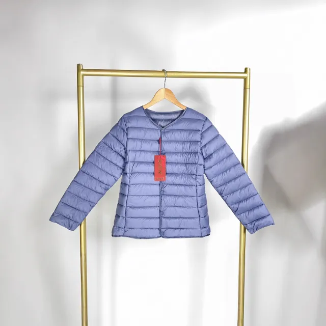 Lightweight Stand Collar Loose Design Cotton padded Jacket Blue - Shop at LoveMi