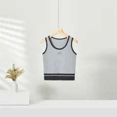 U-neck Camisole Contrast Color Slim Fit Bodybuilding All-match - Gray - View 1
