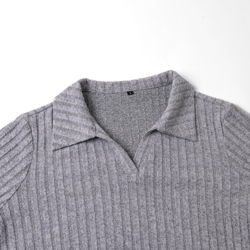 Women's Long-sleeved Polo Collar Knitted Sweater