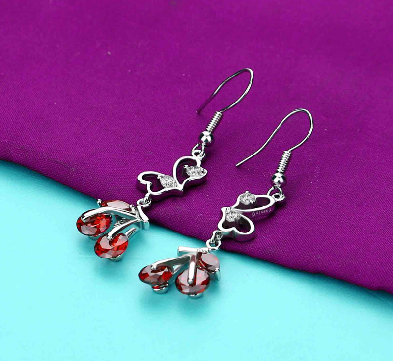 Title 5, Long Tassel Cherry Love Red Zircon Earrings