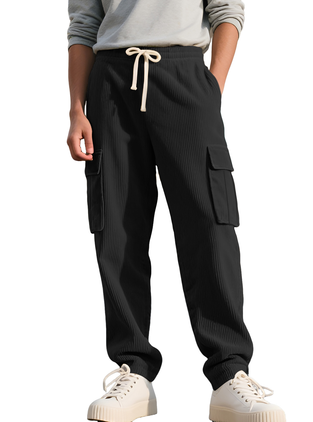Retro Workwear Casual Corduroy Sweatpants For Men - Image 5