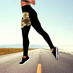 Autumn Butterfly High Waist Yoga Pants Plus Size - 3 Style - View 1
