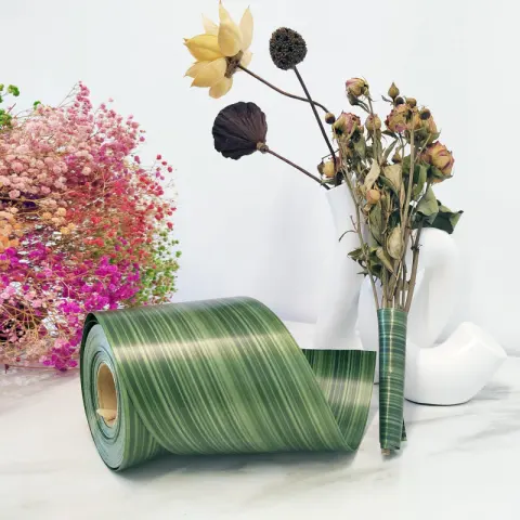 Bark Decorative Titanium Leaf Double Sided Satin Ribbon