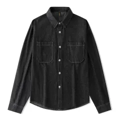 Women's Long Sleeve Denim Shirt All-matching Shirt - Black - View 1