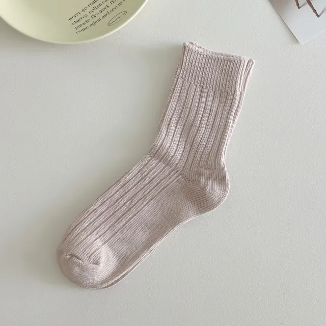 Thick Thread Women's Thickened Keep Warm Pure Color Tube Socks Milk Tea - Shop at LoveMi
