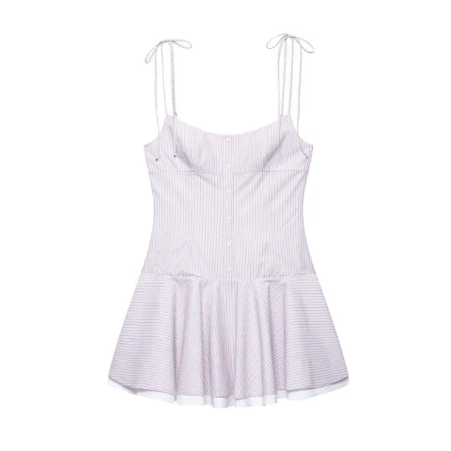 European And American Style Fashionable Simple Blue Striped Suspender Skirt - Shop at LoveMi