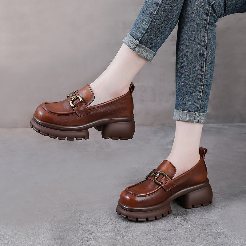 Leather Wedge Slip-On Flats, picture 3 of 5