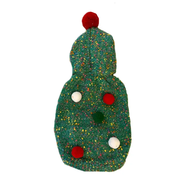 Autumn And Winter Warm Christmas Hooded Woolen Vest Dog Pet Sweater Green - Shop at LoveMi