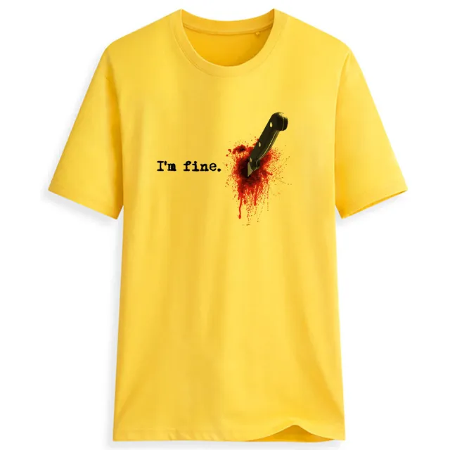 I'm Fine 3D Three dimensional Red Inkjet Printing Pattern Yellow - Shop at LoveMi