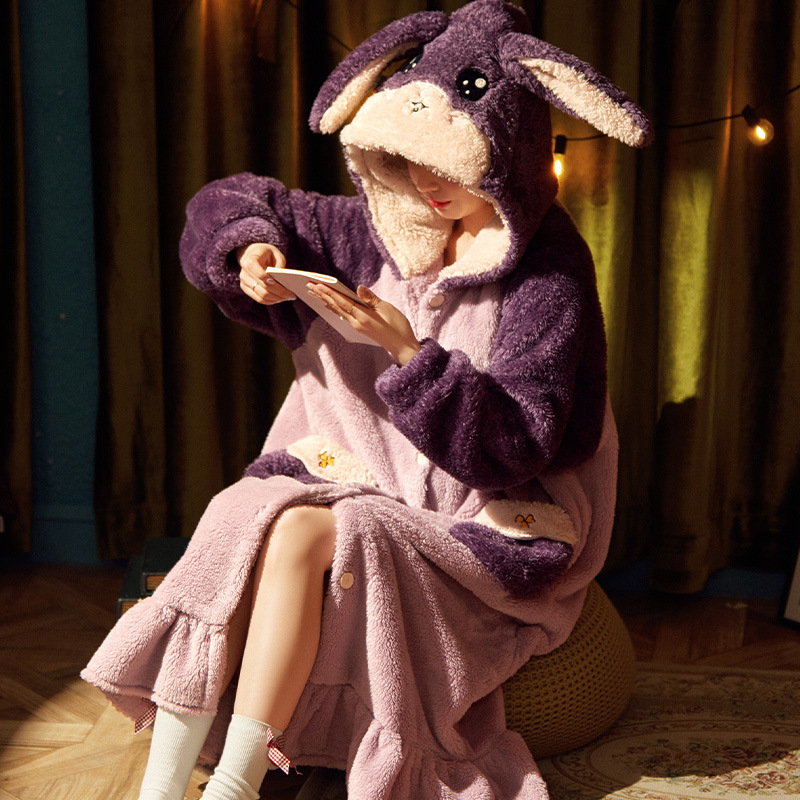 Women's Fashion Coral Fleece Fleece-lined Thickened Pajamas