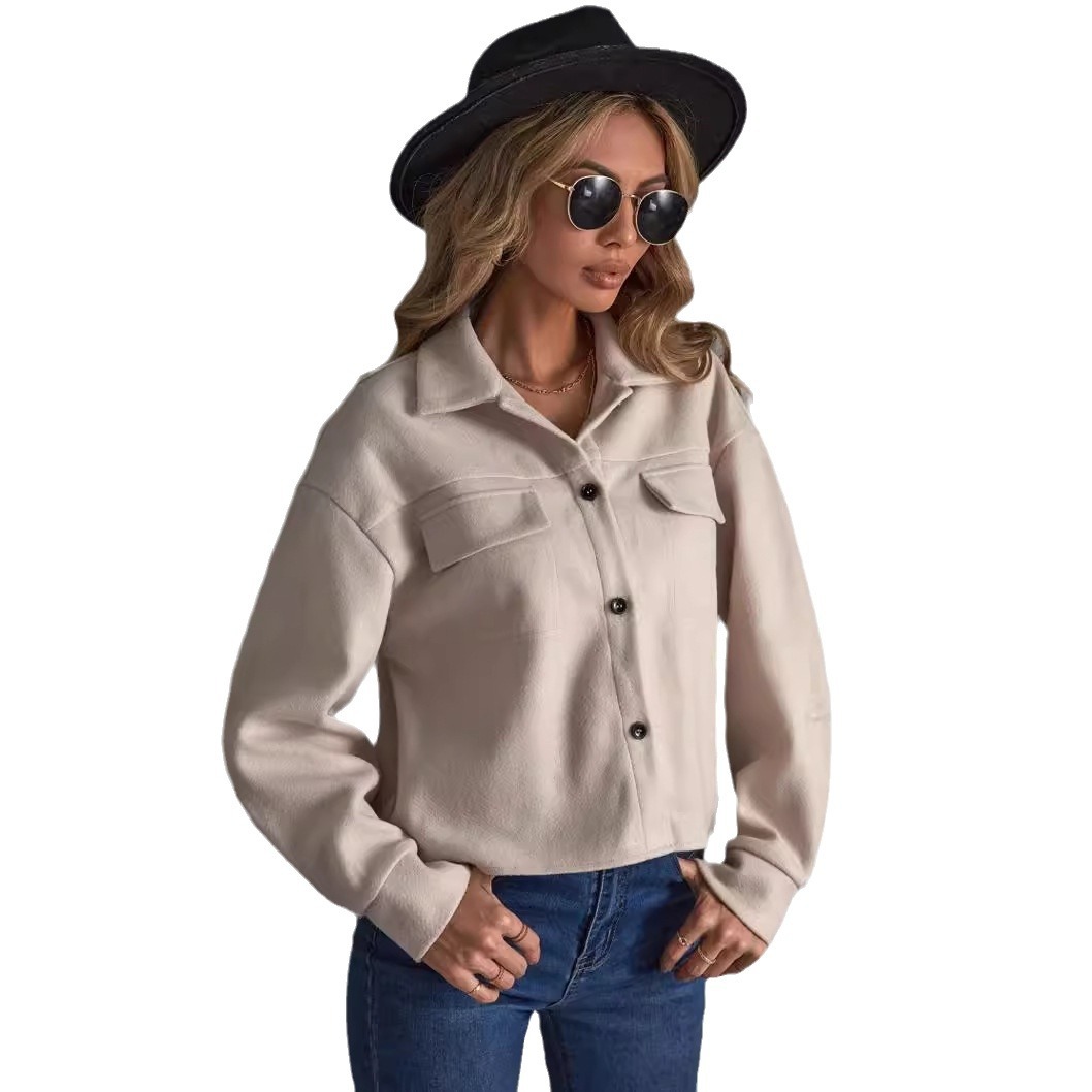 Pure Color Autumn New Woolen Short Coat