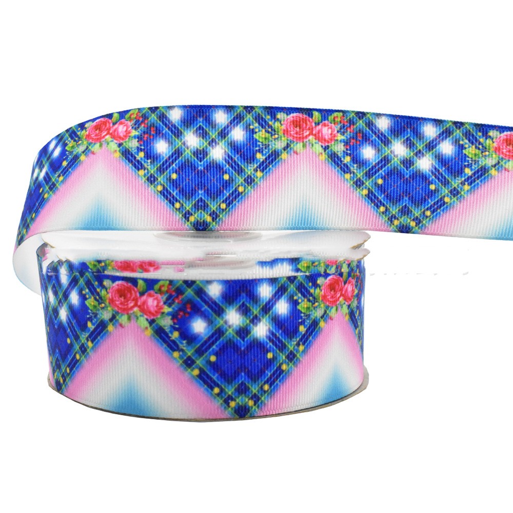 Digital Printing Ribbon Bow Handmade Webbing Satin Gradient Plaid — foto 9