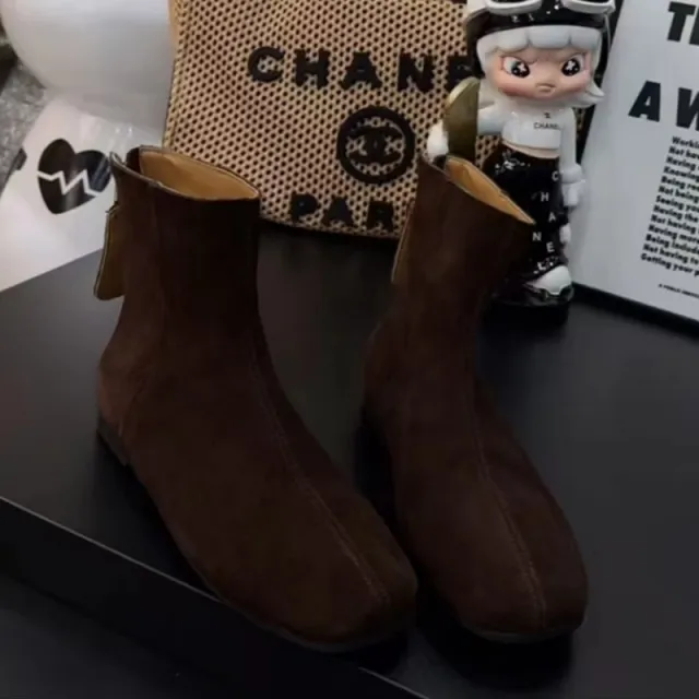 Versatile Retro Round Toe Matte Leather Casual Ankle Boots Brown - Shop at LoveMi