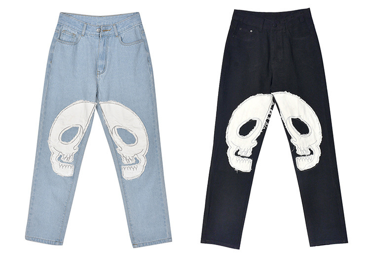 Title 11, Vintage Skull Printed Jeans voor dames, hoge ta...