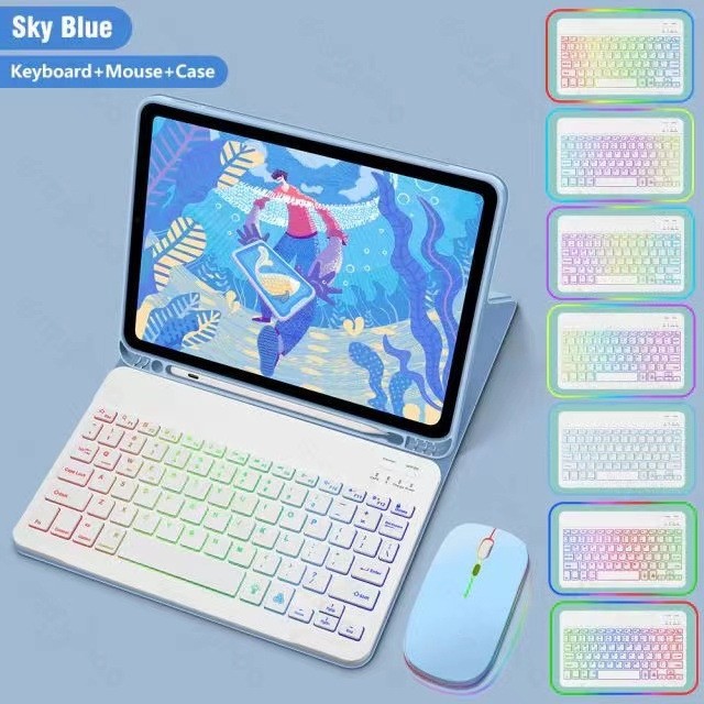 Ipad Protective Case Luminous Bluetooth Keyboard Leather Sheath - Image 2