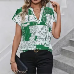 Short Sleeve V-neck Printed Shirt - Picture Color-Xl - View 1