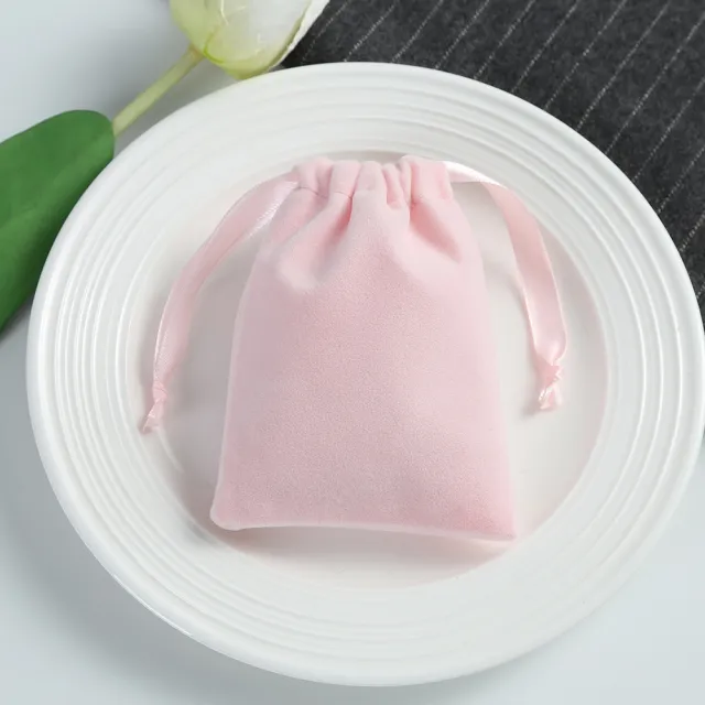 Traditional Drawstring Jewelry Flannel Drawstring Bag Pink - Shop at LoveMi