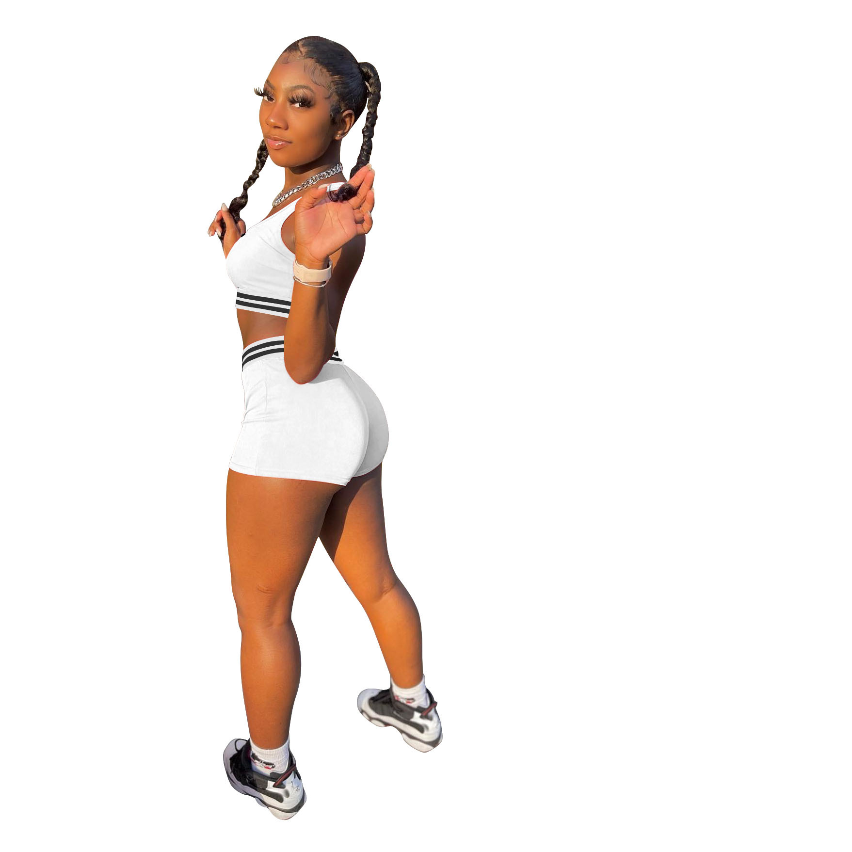 Women's Casual Solid Color Shorts Vest Suit