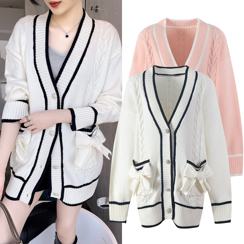 Women's French Jacquard Contrast Color Knitwear Long Sleeve