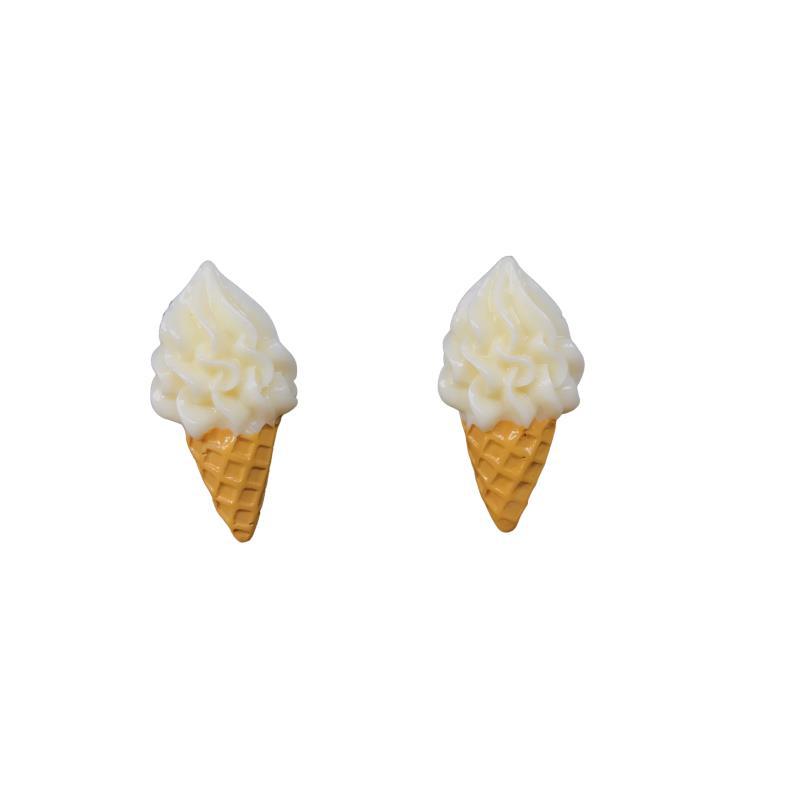 Sterling Silver Needle Design Personalized Cone Ice Cream Ear Studs