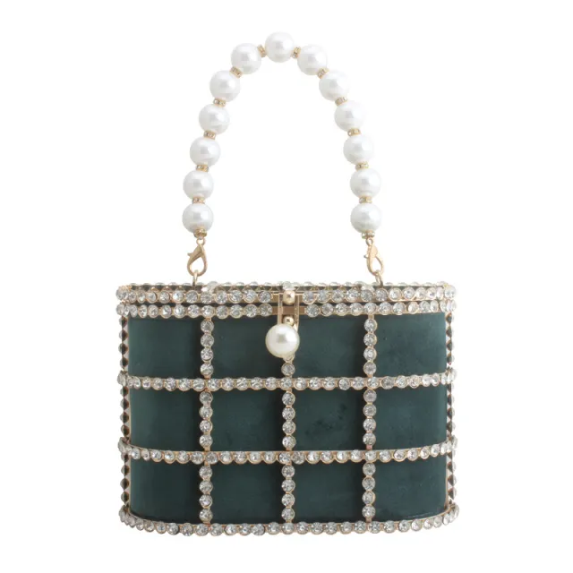 Women's Fashion Hollow Velvet Tote Evening Bag Green - Shop at LoveMi