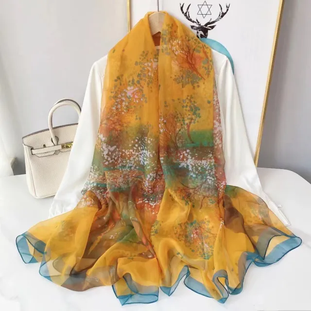 Yarn Cashew Printed Beach Travel Sun Protection Scarf Autumn Rhyme - Shop at LoveMi