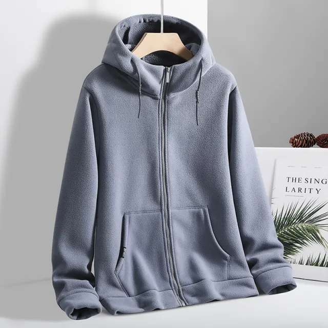 Velvet Padded Thickened Sweater Couple's Fleece Sweater Cardigan Hoodie Blue - Shop at LoveMi