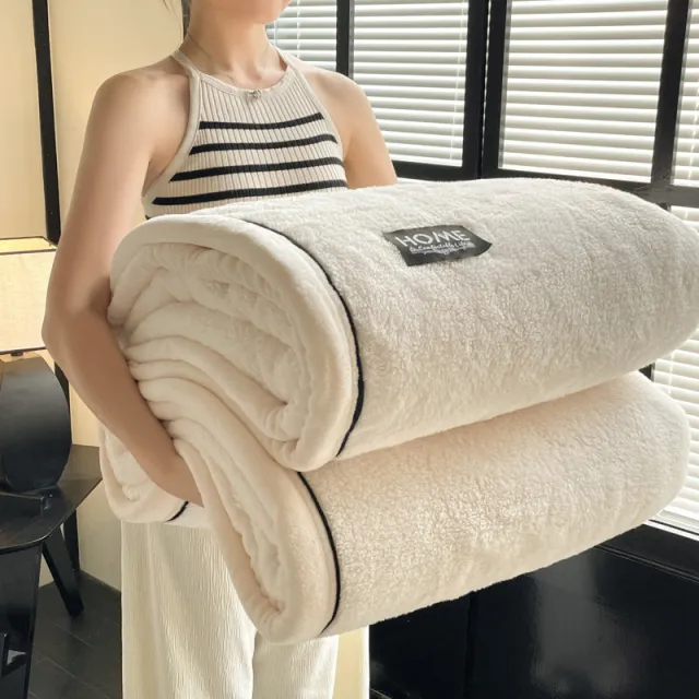 Class A Shu Cotton Velvet Chessboard Plaid Blanket Half Velvet Cover Blanket Elegant White - Shop at LoveMi