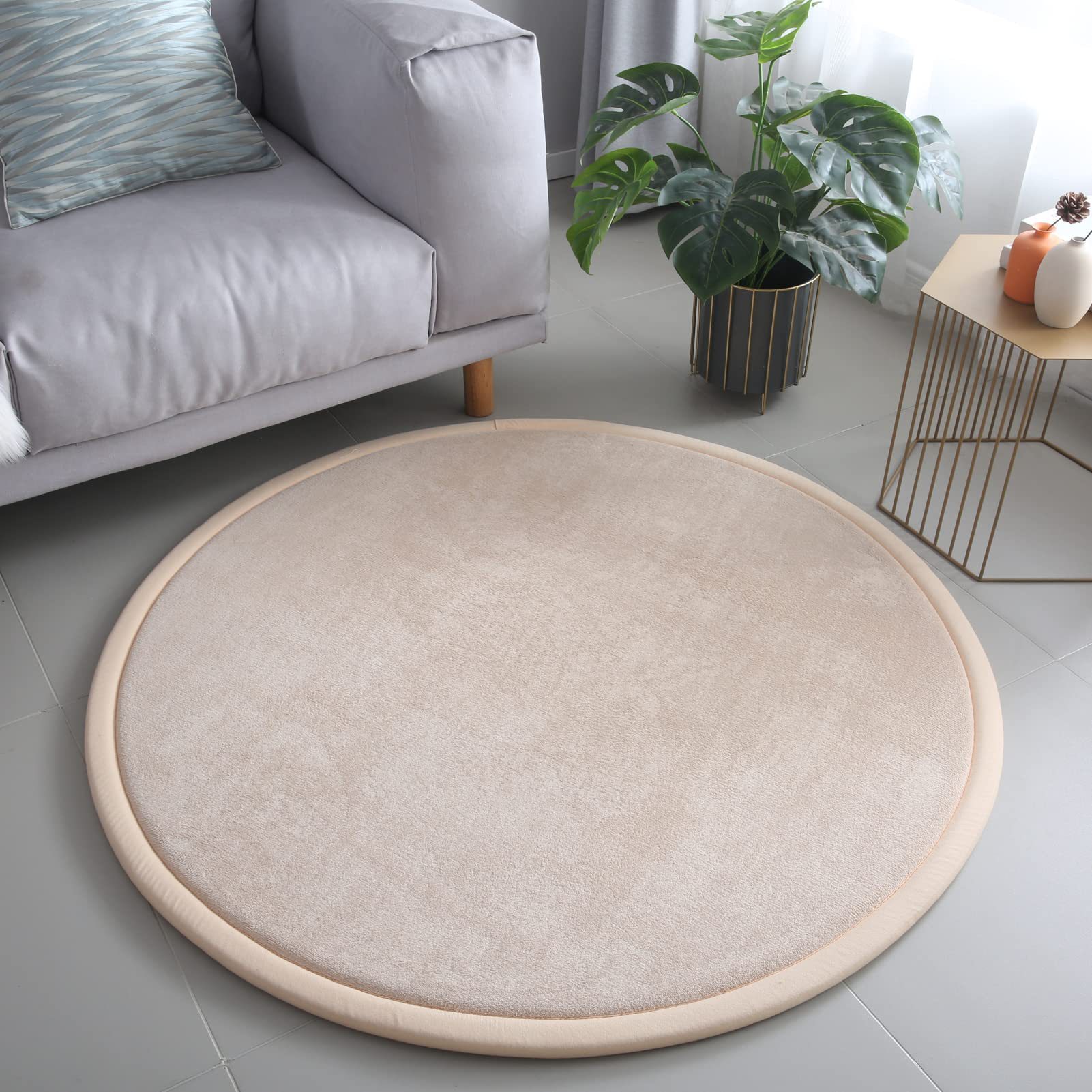 Round Japanese-style Minimalist Shatter-resistant Thick Tatami Floor Mat product image