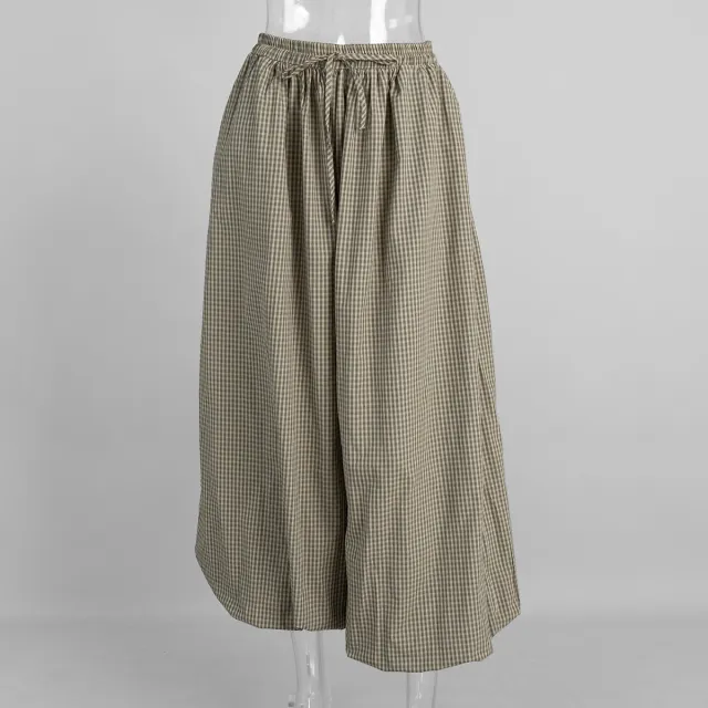 Retro Brown Plaid Wide leg Bloomers Brown - Shop at LoveMi