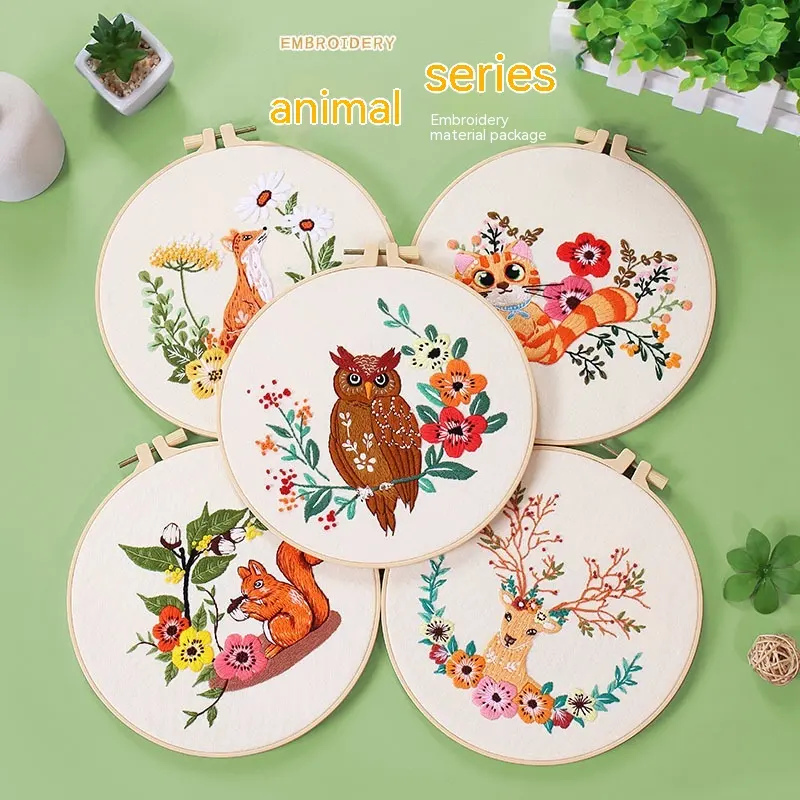 Handmade Embroidery Material Package Squirrel Owl Fox