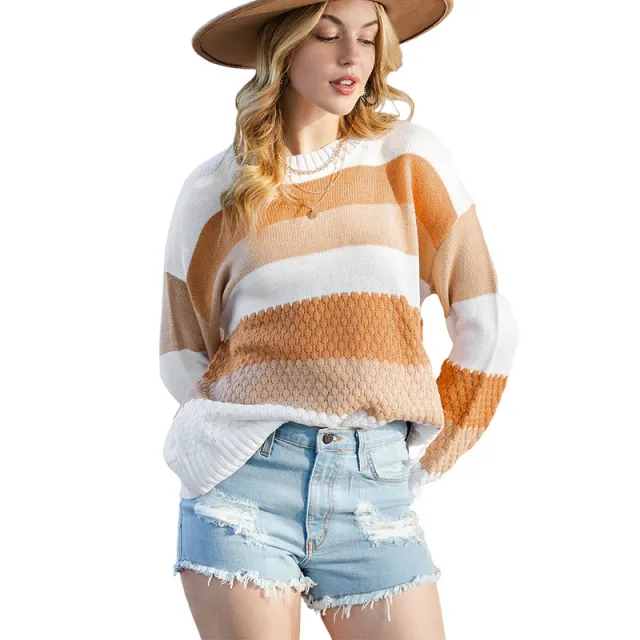 Striped Texture Pullover Women's Autumn P2017 - Shop at LoveMi