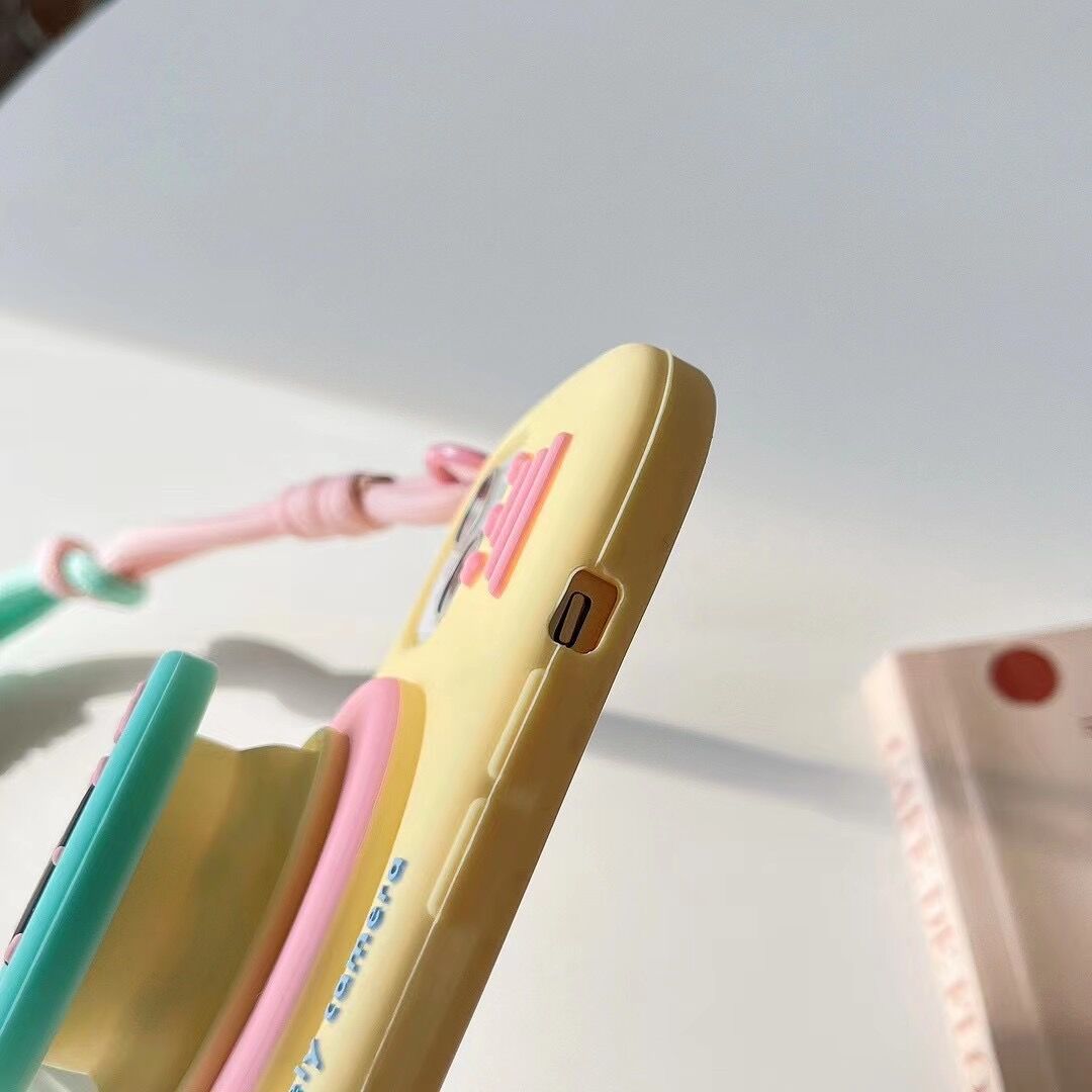 Cute Telescopic Bracket Camera Lanyard Phone Case
