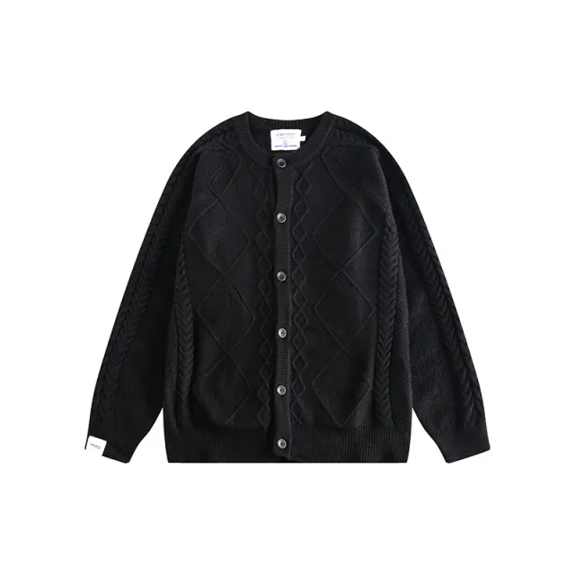 Winter New Solid Color Twist Round Neck Knitted Sweater Black - Shop at LoveMi