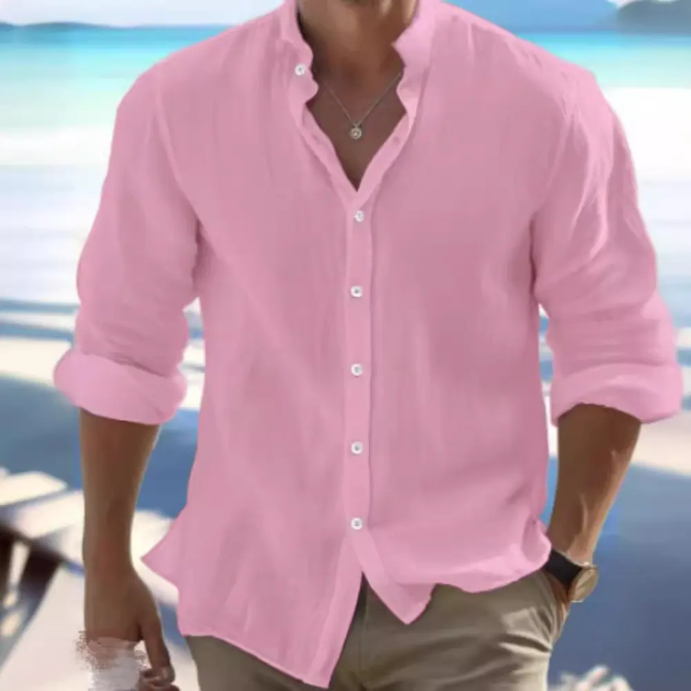 Men's Linen Button Summer Beach Shirt