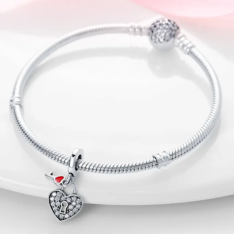 Retro Heart Lock Key Pendant Accessory