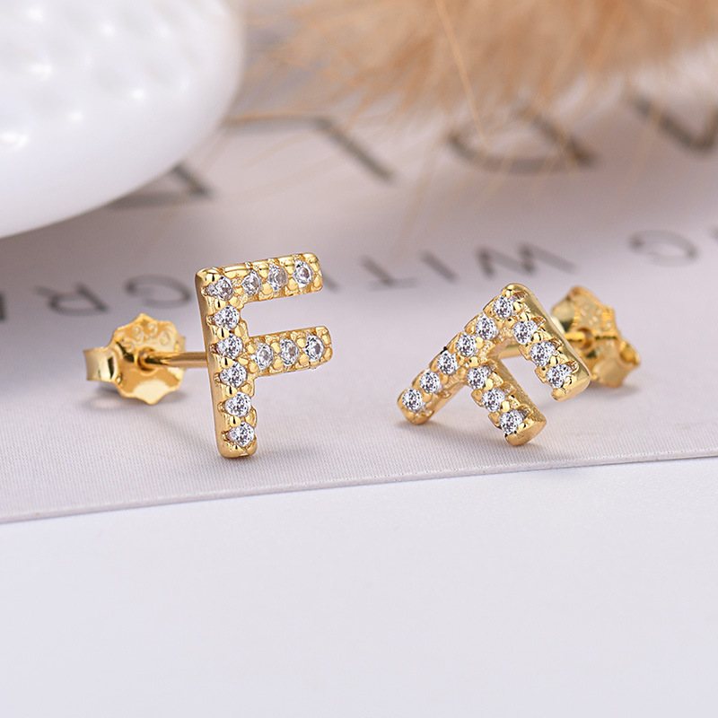 26-letter Zircon Earrings  Uppercase Letters