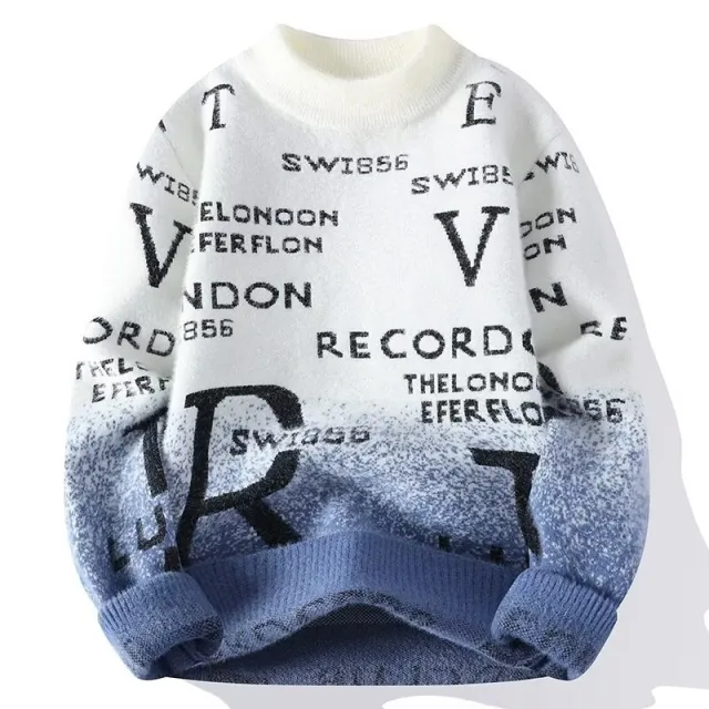 Half Turtleneck Simple Handsome Pullover Sweater Blue - Shop at LoveMi