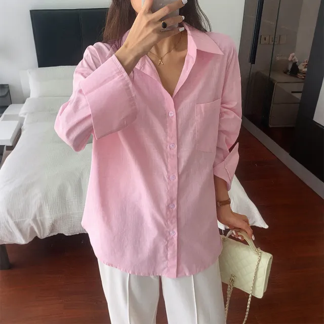 Long Sleeve Small Women's Shirt Casual Shirt Pink - Shop at LoveMi