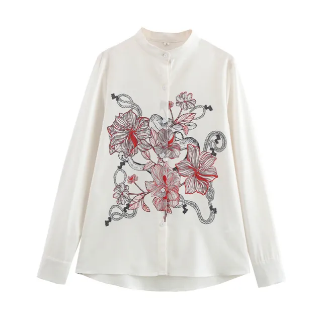 European And American Style Simple Retro Fireworks Long Sleeve Round Neck Shirt - Shop at LoveMi