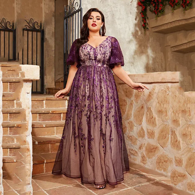 Plump Girls Wearable Evening Gown Noble Temperament Tummy Hiding Al2958 - Shop at LoveMi