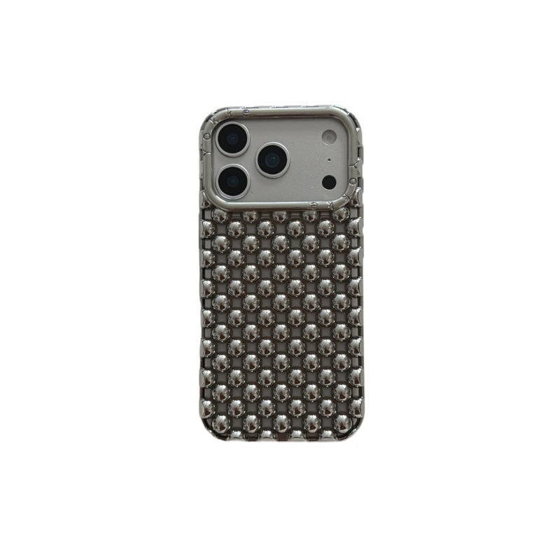 New Electroplated Solid-color Hollow Bead Phone Case